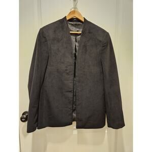 ASOS Design Mens Black Velour Blazer Jacket Sz 40 Slim Collarless Buttonless